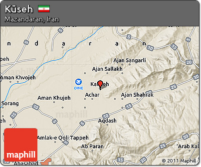 Shaded Relief Map of Kūseh