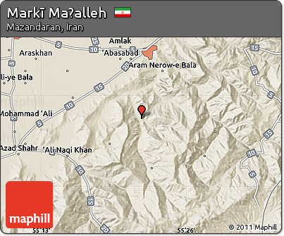 Shaded Relief Map of Markī Maḩalleh