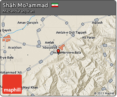 Shaded Relief Map of Shāh Moḩammad