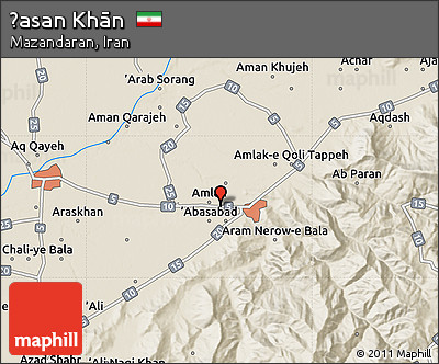 Shaded Relief Map of Ḩasan Khān
