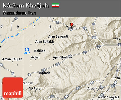 Shaded Relief Map of Kāz̧em Khvājeh