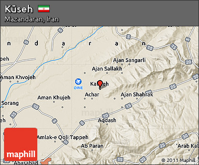 Shaded Relief Map of Kūseh