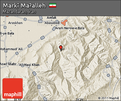 Shaded Relief Map of Markī Maḩalleh