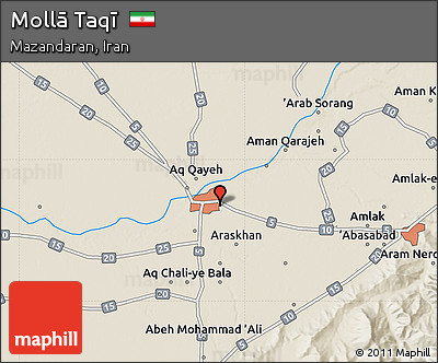 Shaded Relief Map of Mollā Taqī