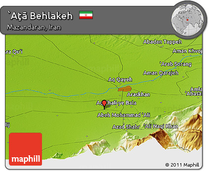 Physical Panoramic Map of `Aţā Behlakeh