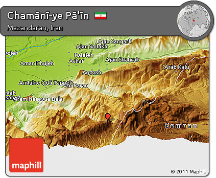 Physical Panoramic Map of Chamānī-ye Pā'īn