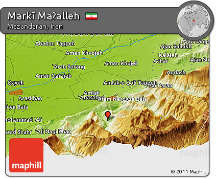Physical Panoramic Map of Markī Maḩalleh