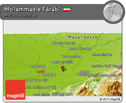 Physical Panoramic Map of Moḩammad-e Fārābī
