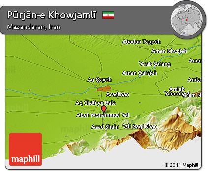 Physical Panoramic Map of Pūrjān-e Khowjamlī