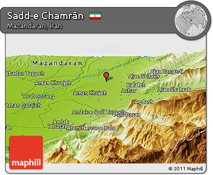 Physical Panoramic Map of Sadd-e Chamrān