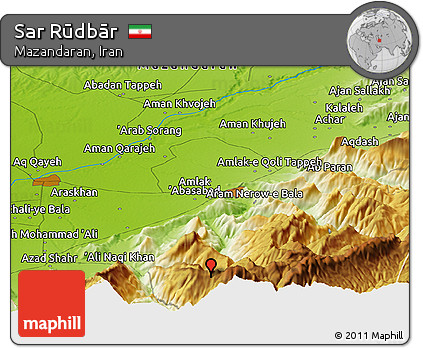 Physical Panoramic Map of Sar Rūdbār