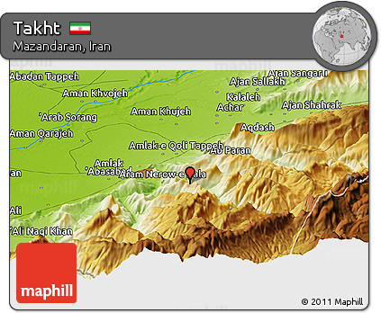 Physical Panoramic Map of Takht
