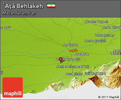Physical Panoramic Map of `Aţā Behlakeh