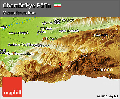 Physical Panoramic Map of Chamānī-ye Pā'īn