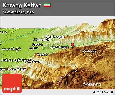 Physical Panoramic Map of Korang Kaftar