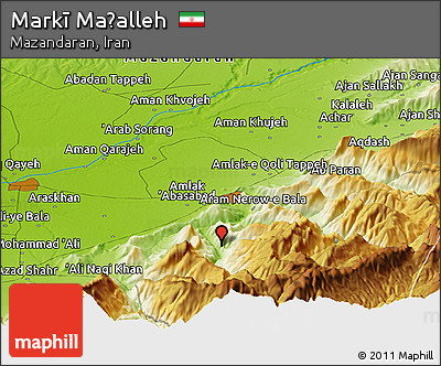 Physical Panoramic Map of Markī Maḩalleh