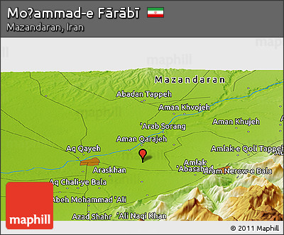 Physical Panoramic Map of Moḩammad-e Fārābī
