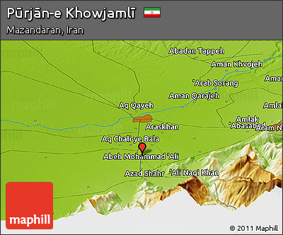 Physical Panoramic Map of Pūrjān-e Khowjamlī