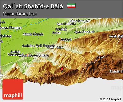 Physical Panoramic Map of Qal`eh Shahīd-e Bālā