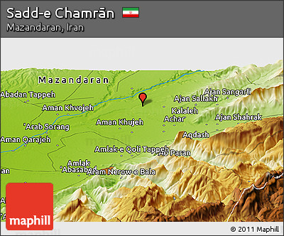 Physical Panoramic Map of Sadd-e Chamrān
