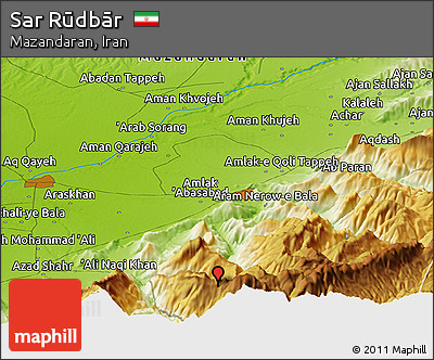 Physical Panoramic Map of Sar Rūdbār