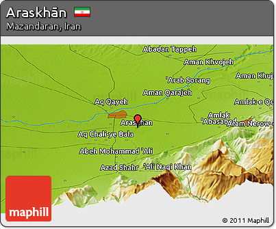 Physical Panoramic Map of Araskhān