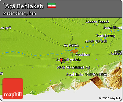 Physical Panoramic Map of `Aţā Behlakeh