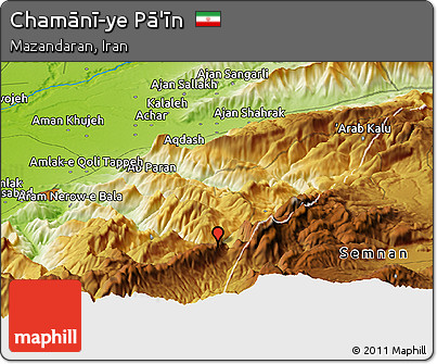 Physical Panoramic Map of Chamānī-ye Pā'īn