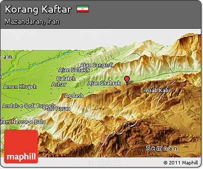 Physical Panoramic Map of Korang Kaftar