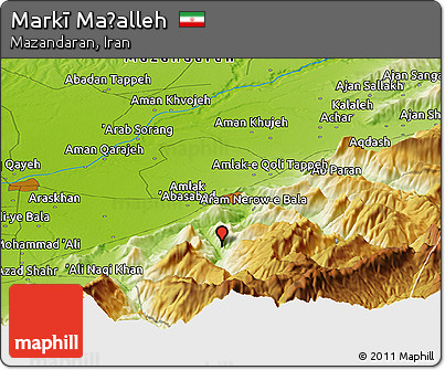 Physical Panoramic Map of Markī Maḩalleh
