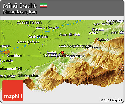 Physical Panoramic Map of Mīnū Dasht