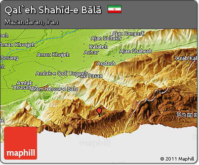 Physical Panoramic Map of Qal`eh Shahīd-e Bālā