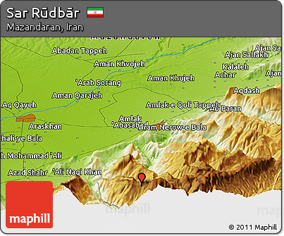 Physical Panoramic Map of Sar Rūdbār