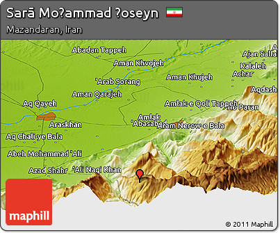 Physical Panoramic Map of Sarā Moḩammad Ḩoseyn