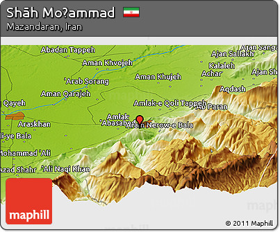 Physical Panoramic Map of Shāh Moḩammad
