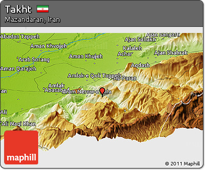 Physical Panoramic Map of Takht