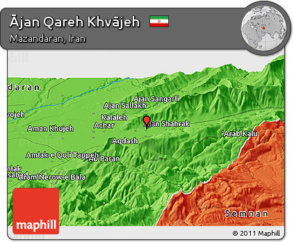 Political Panoramic Map of Ājan Qareh Khvājeh