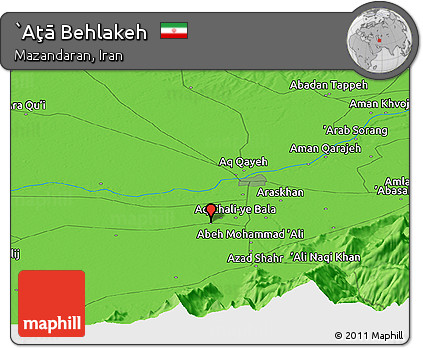 Political Panoramic Map of `Aţā Behlakeh