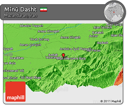 Political Panoramic Map of Mīnū Dasht