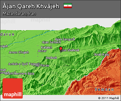 Political Panoramic Map of Ājan Qareh Khvājeh