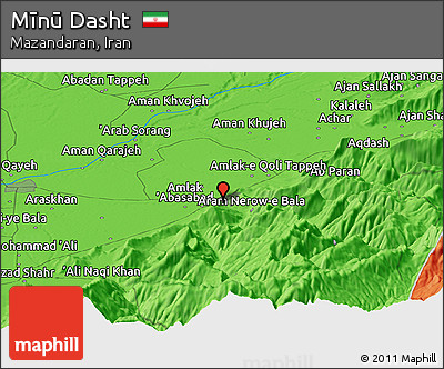 Political Panoramic Map of Mīnū Dasht