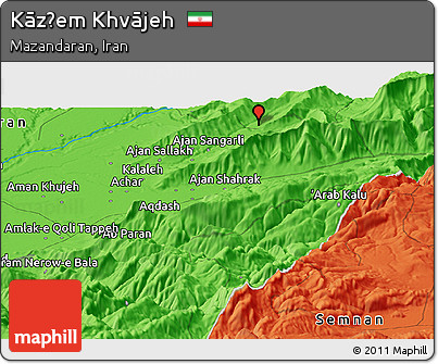 Political Panoramic Map of Kāz̧em Khvājeh