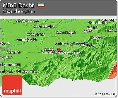 Political Panoramic Map of Mīnū Dasht