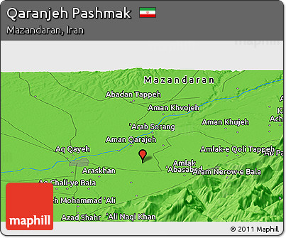 Political Panoramic Map of Qaranjeh Pashmak
