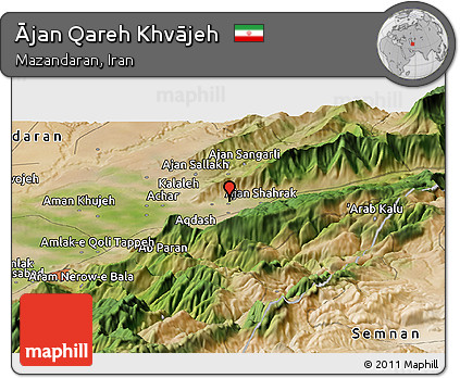 Satellite Panoramic Map of Ājan Qareh Khvājeh