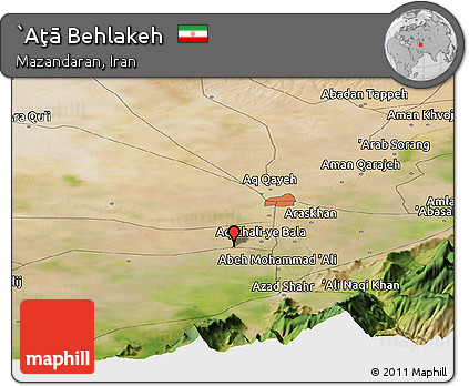 Satellite Panoramic Map of `Aţā Behlakeh