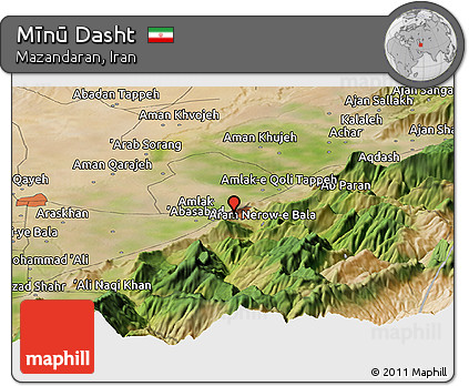 Satellite Panoramic Map of Mīnū Dasht