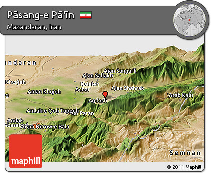 Satellite Panoramic Map of Pāsang-e Pā'īn