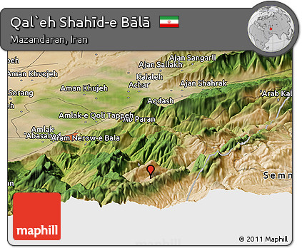 Satellite Panoramic Map of Qal`eh Shahīd-e Bālā