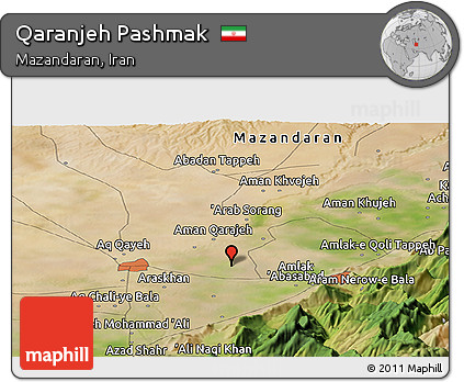 Satellite Panoramic Map of Qaranjeh Pashmak